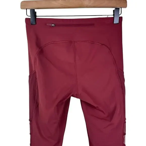 Lululemon Speed Up Leggings Mesh Panels Full Length Mid Rise 28" Savannah Brown - Picture 8 of 14